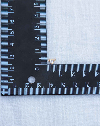 Tiny Bezel Heart CZ Connector, CN130
