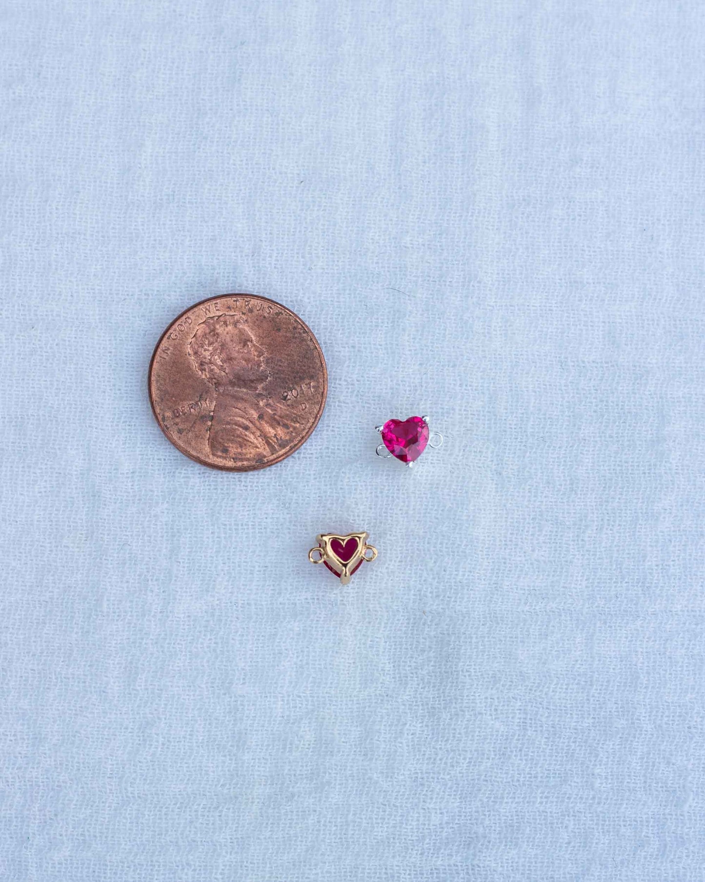 Red Ruby Heart Connector, CN132
