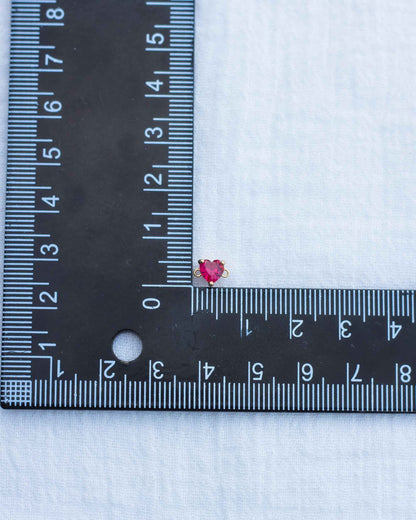 Red Ruby Heart Connector, CN132