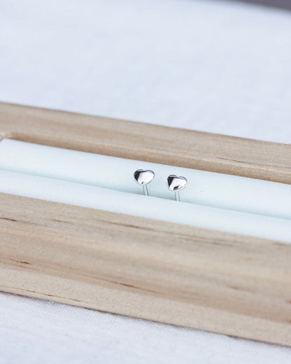 4mm Dome Puff Heart Stud Earrings, E30