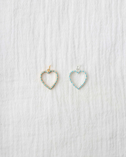 Turquoise Nano Gem Open Heart Charm, CH97