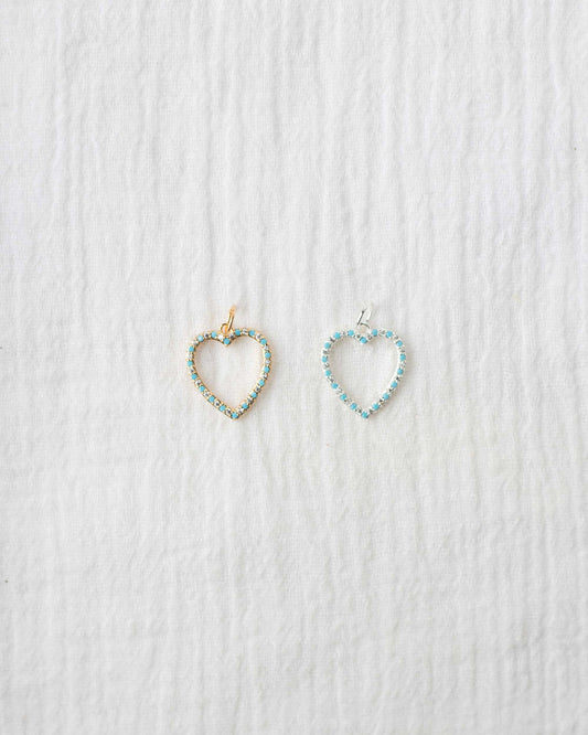 Turquoise Nano Gem Open Heart Charm, CH97