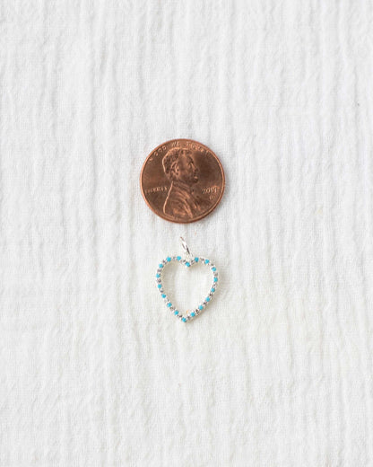 Turquoise Nano Gem Open Heart Charm, CH97