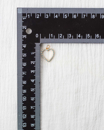 Turquoise Nano Gem Open Heart Charm, CH97