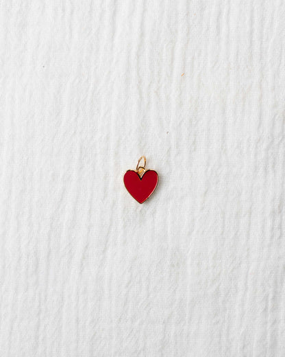 Red Enamel Heart Charm, CH102