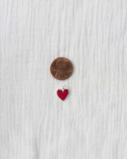 Red Enamel Heart Charm, CH102