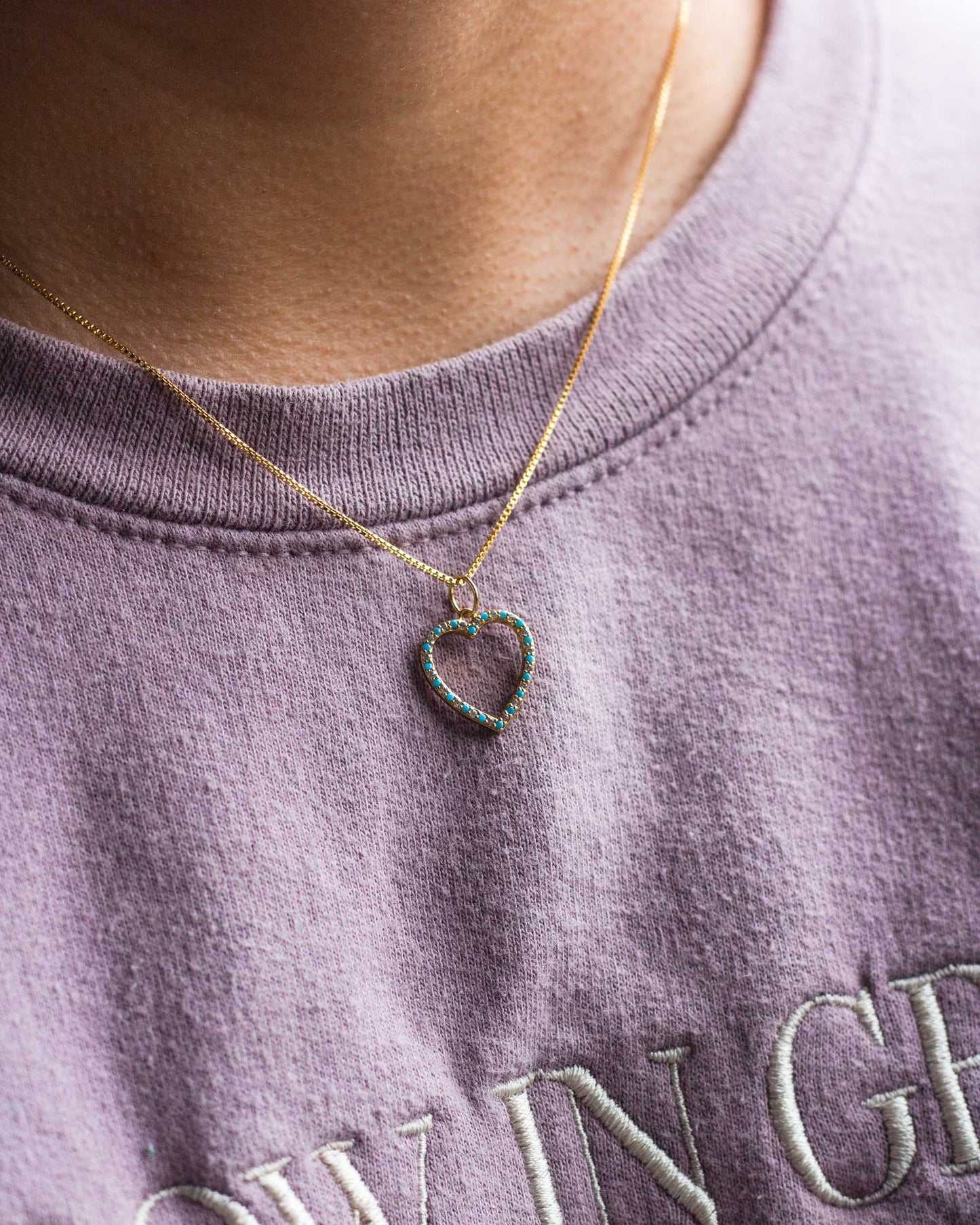 Turquoise Nano Gem Open Heart Charm, CH97