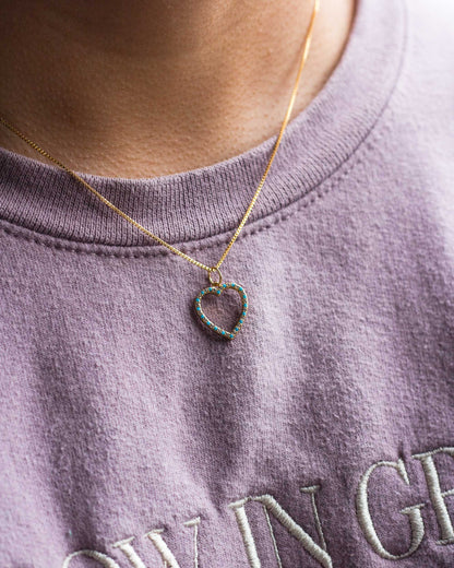 Turquoise Nano Gem Open Heart Charm, CH97