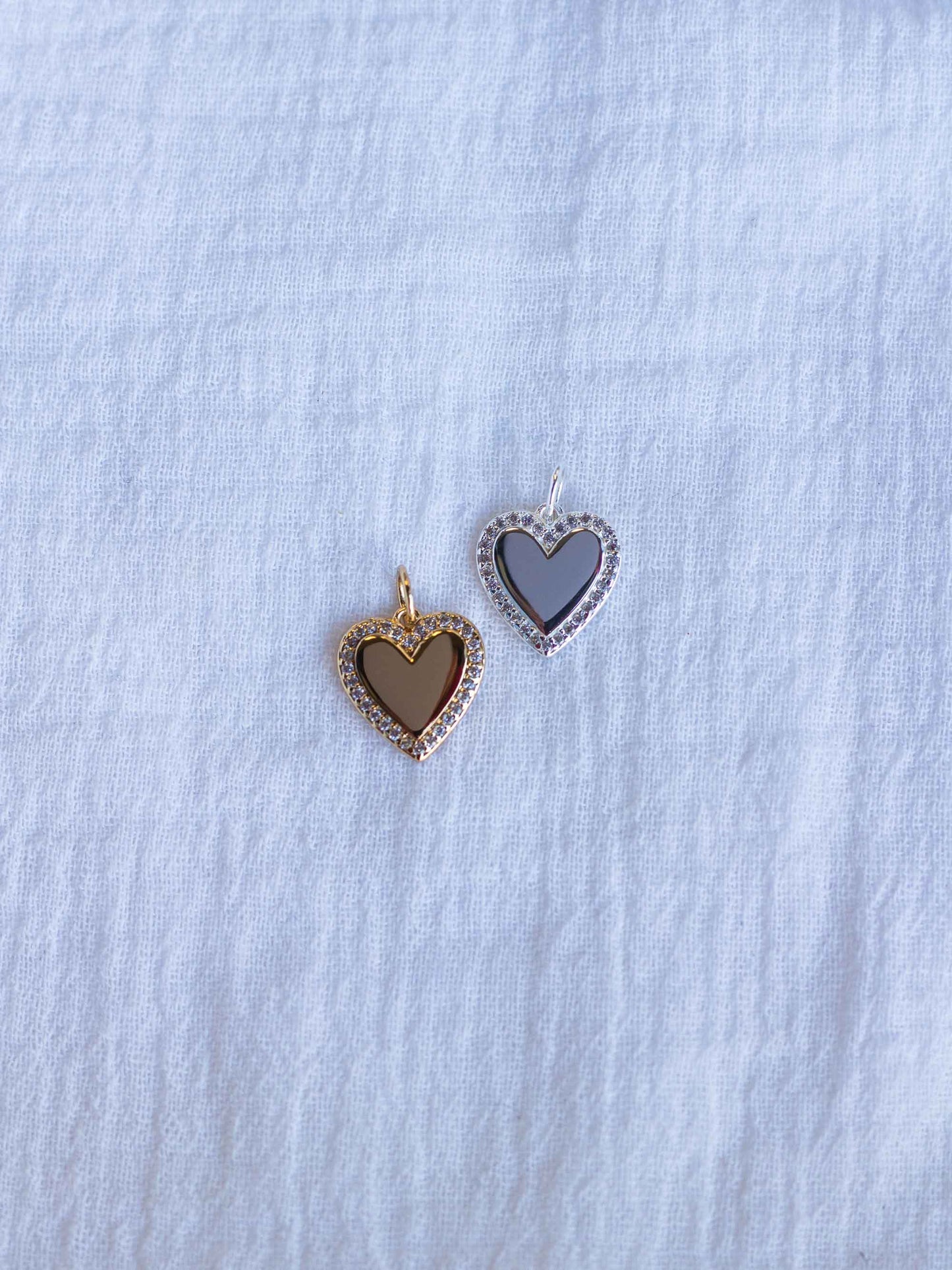 Pave Border CZ Heart Charm, CH100