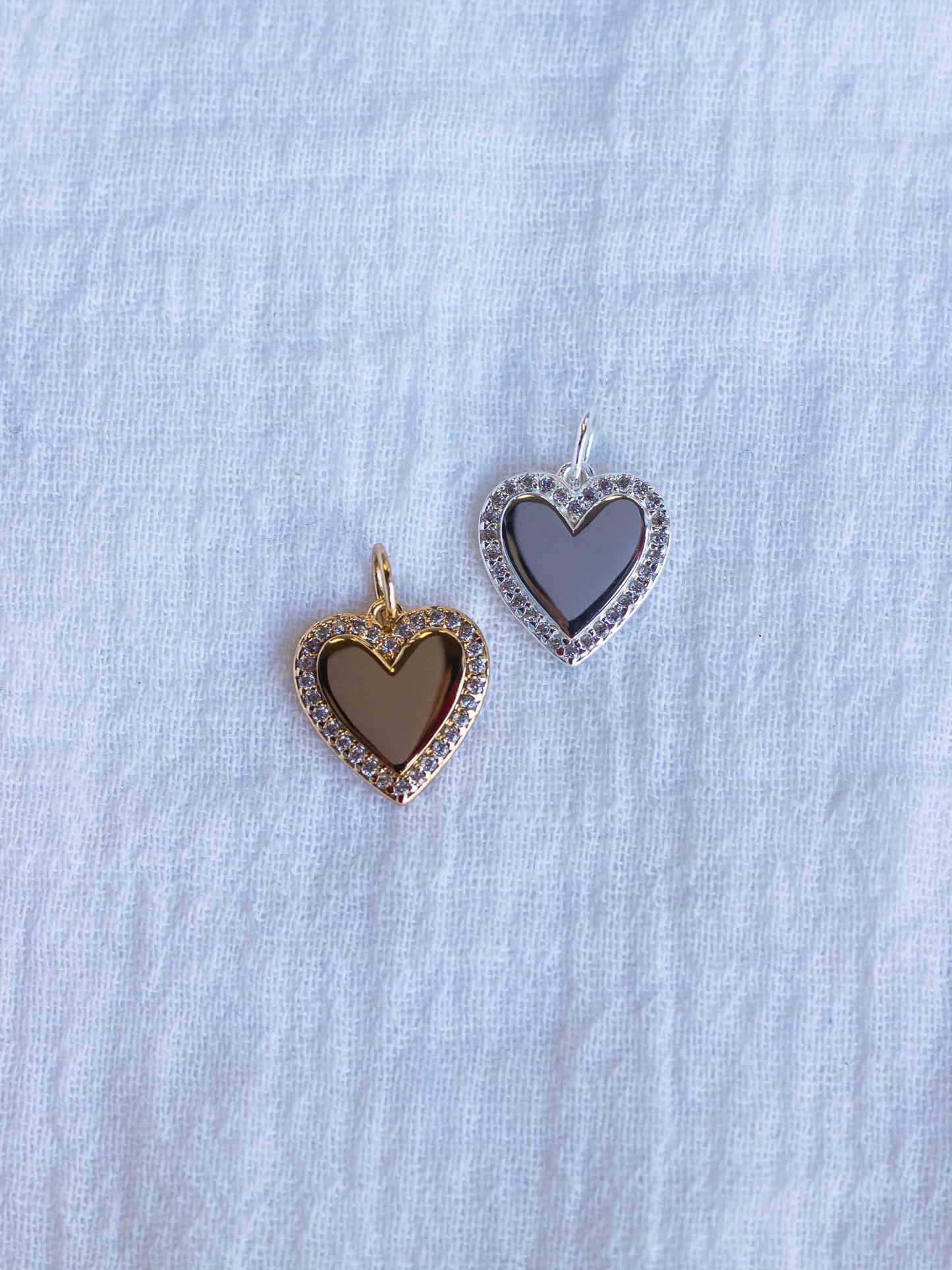 Pave Border CZ Heart Charm, CH100