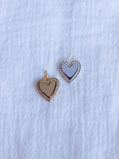 Pave Border CZ Heart Charm, CH100