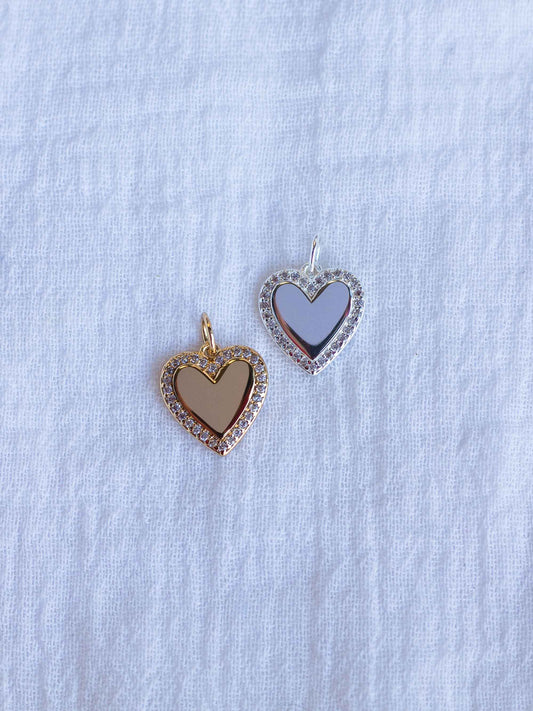 Pave Border CZ Heart Charm, CH100