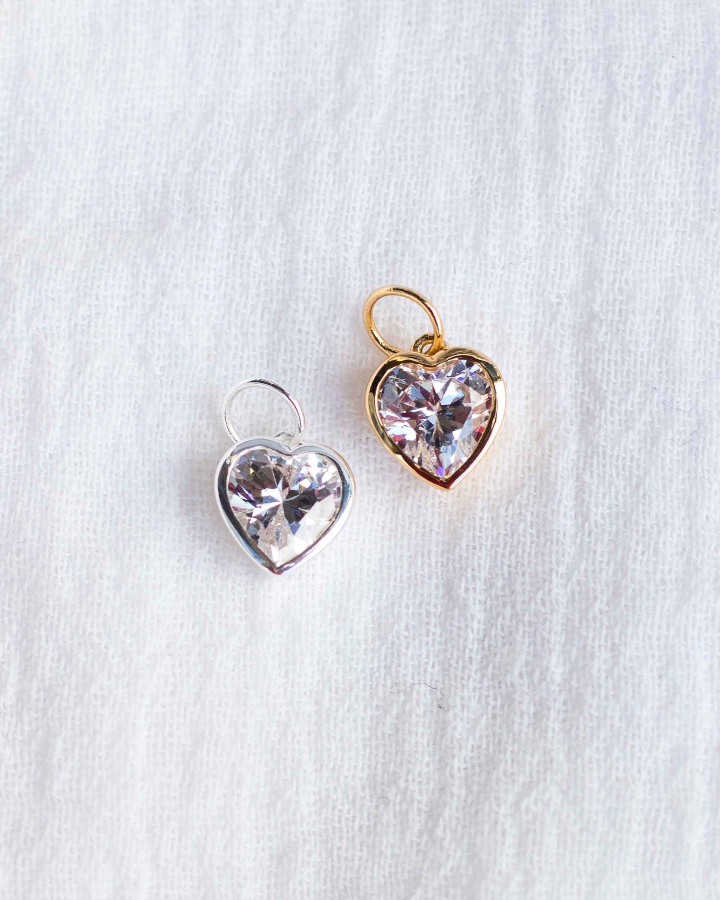 Cubic Zirconia Heart Charm, CH99