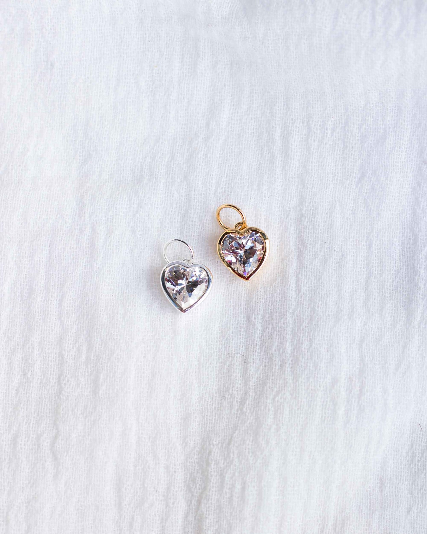 Cubic Zirconia Heart Charm, CH99