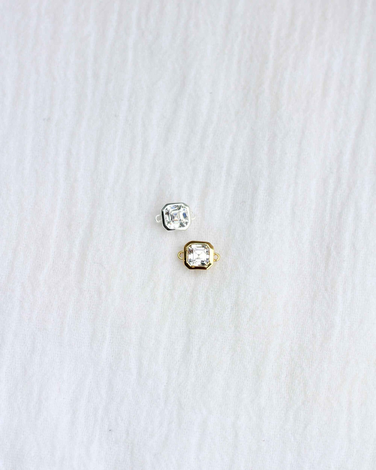 White CZ Octagon Asscher Cut Connector, CN126