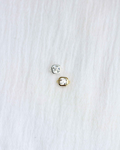 White CZ Octagon Asscher Cut Connector, CN126