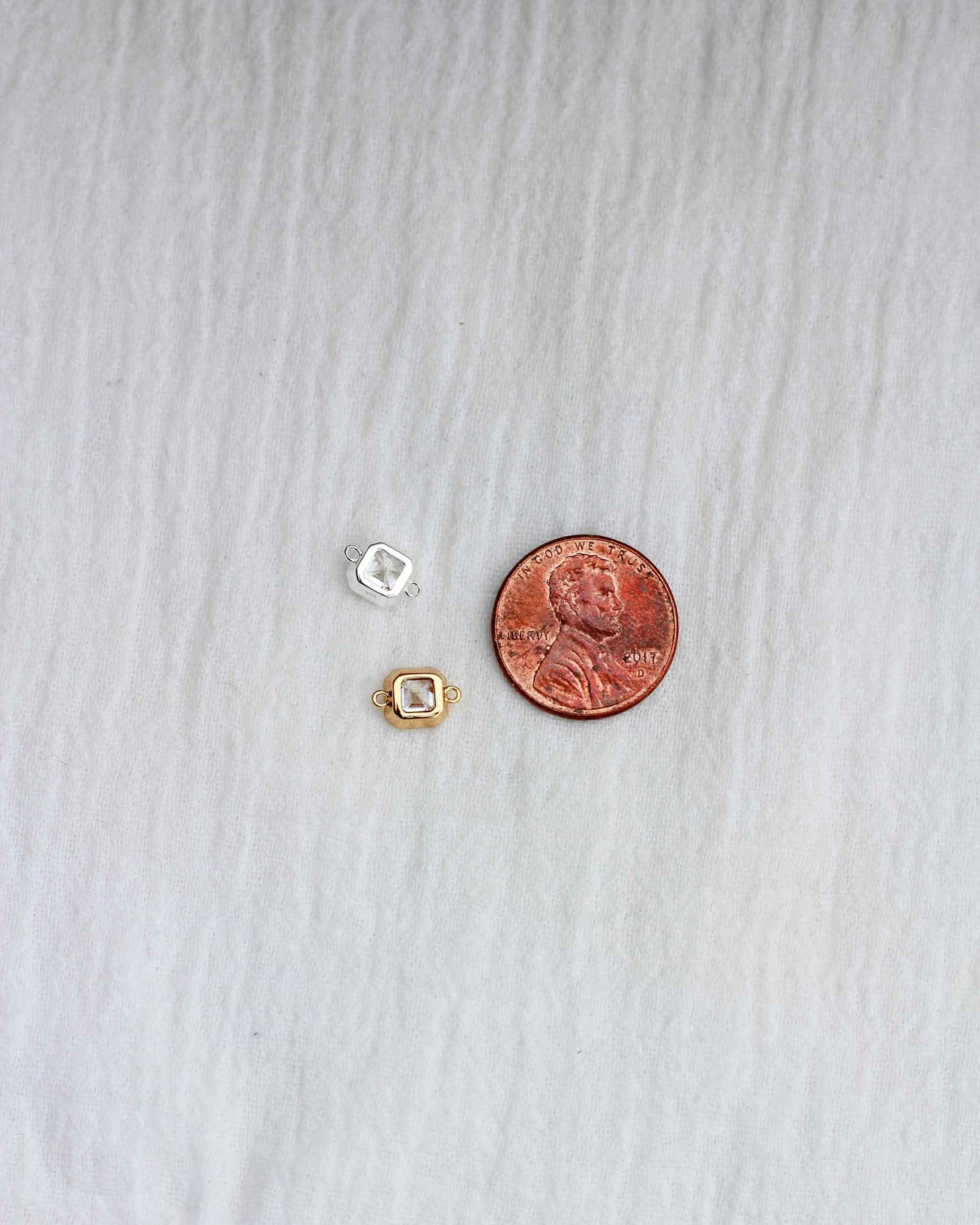 White CZ Octagon Asscher Cut Connector, CN126