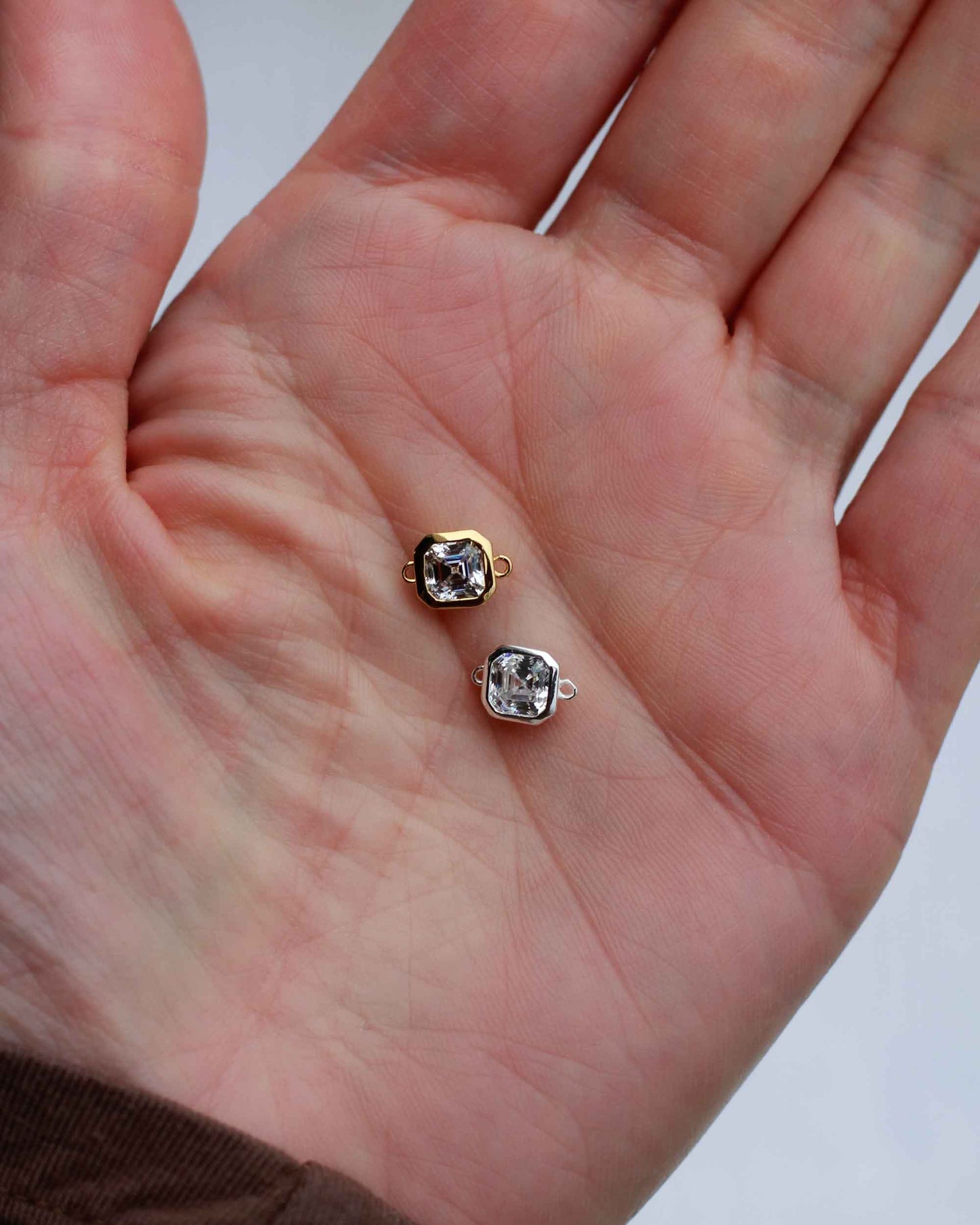White CZ Octagon Asscher Cut Connector, CN126