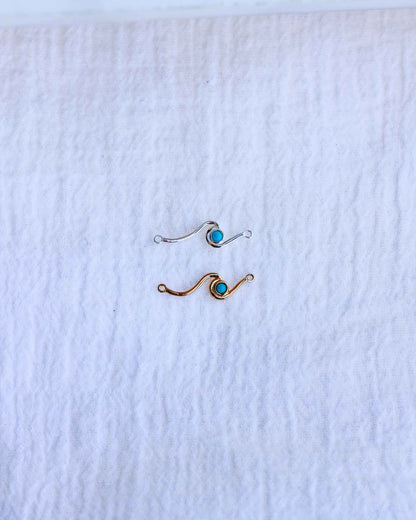 Wave with Genuine Cabochon Turquoise Connector, CN152