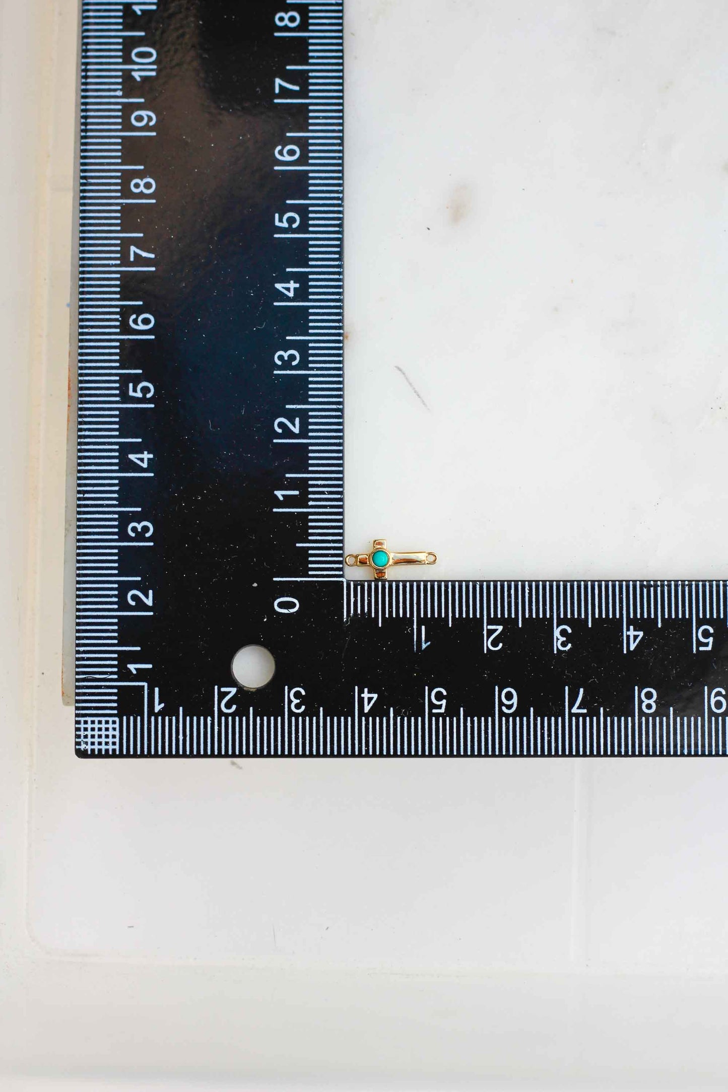 Cross with Genuine Cabochon Turquoise Connector, CN153