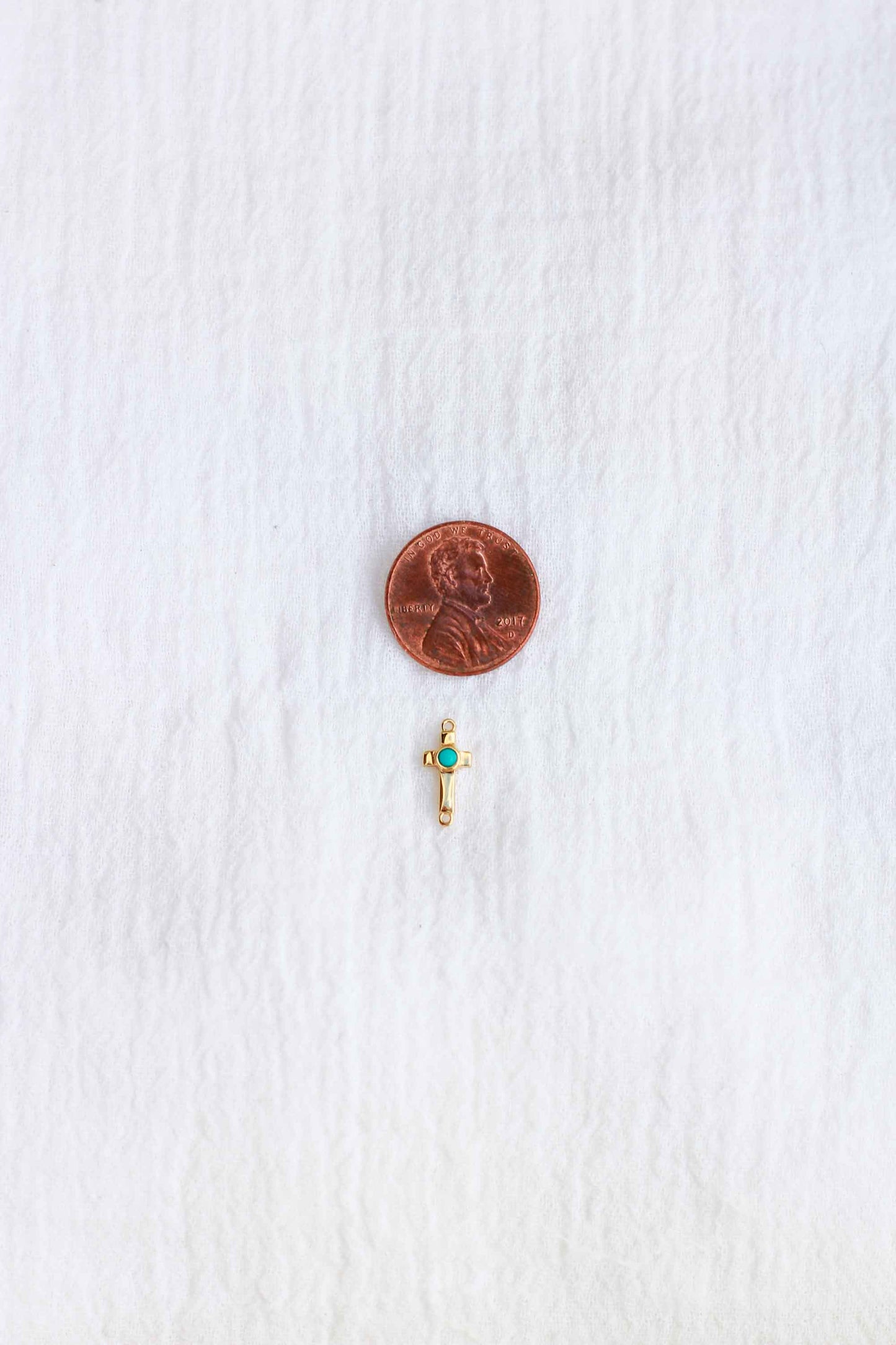 Cross with Genuine Cabochon Turquoise Connector, CN153