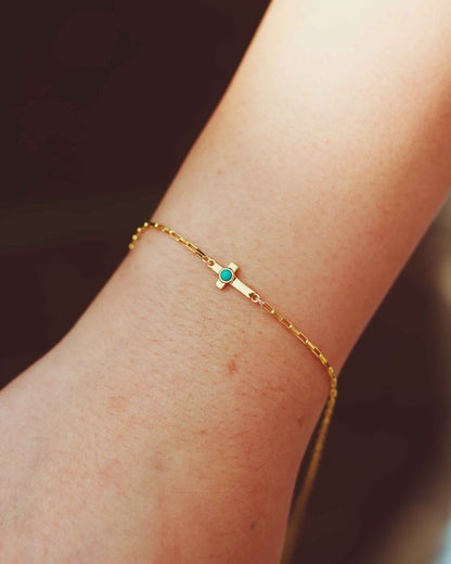 Cross with Genuine Cabochon Turquoise Connector, CN153