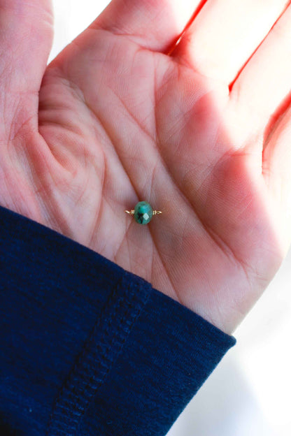 Genuine Turquoise Oval Facet Cut Connector, CN123