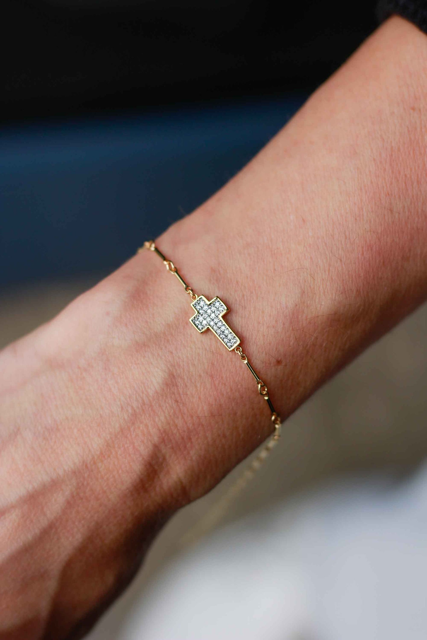 Pave Cross Connector Charm, CN125