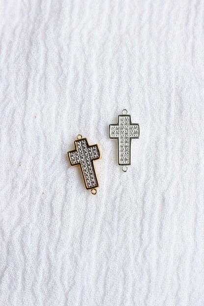 Pave Cross Connector Charm, CN125