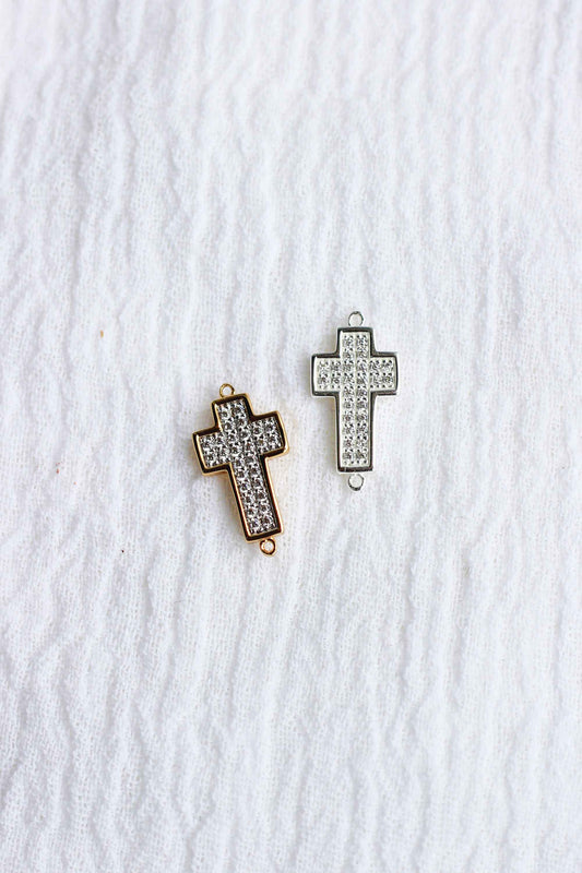 Pave Cross Connector Charm, CN125