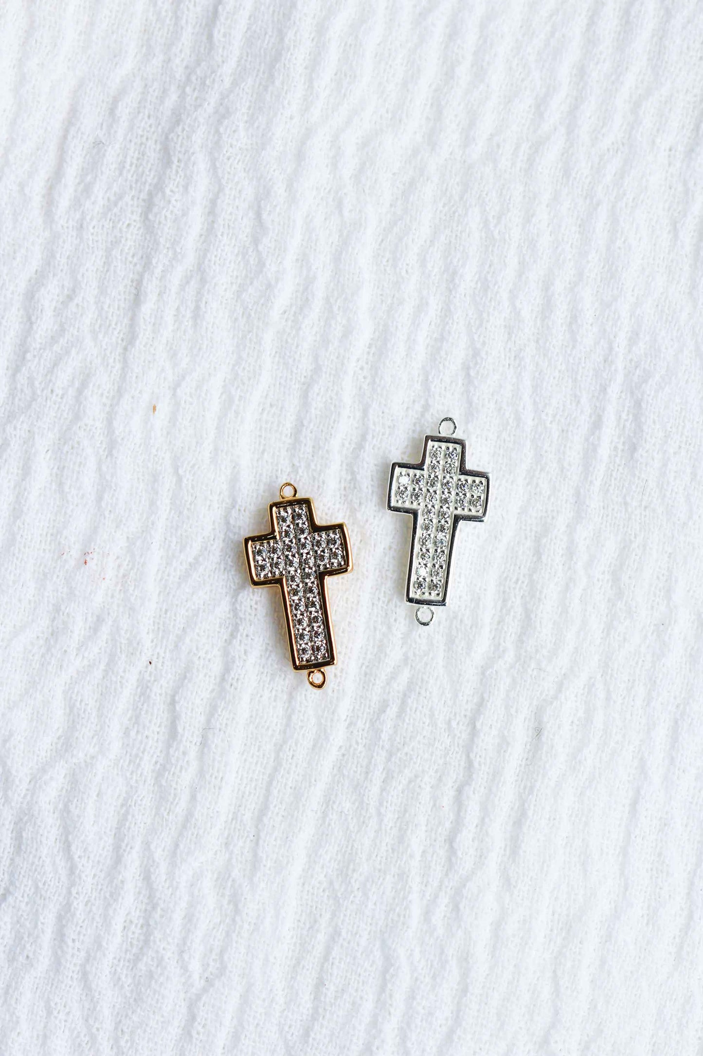 Pave Cross Connector Charm, CN125