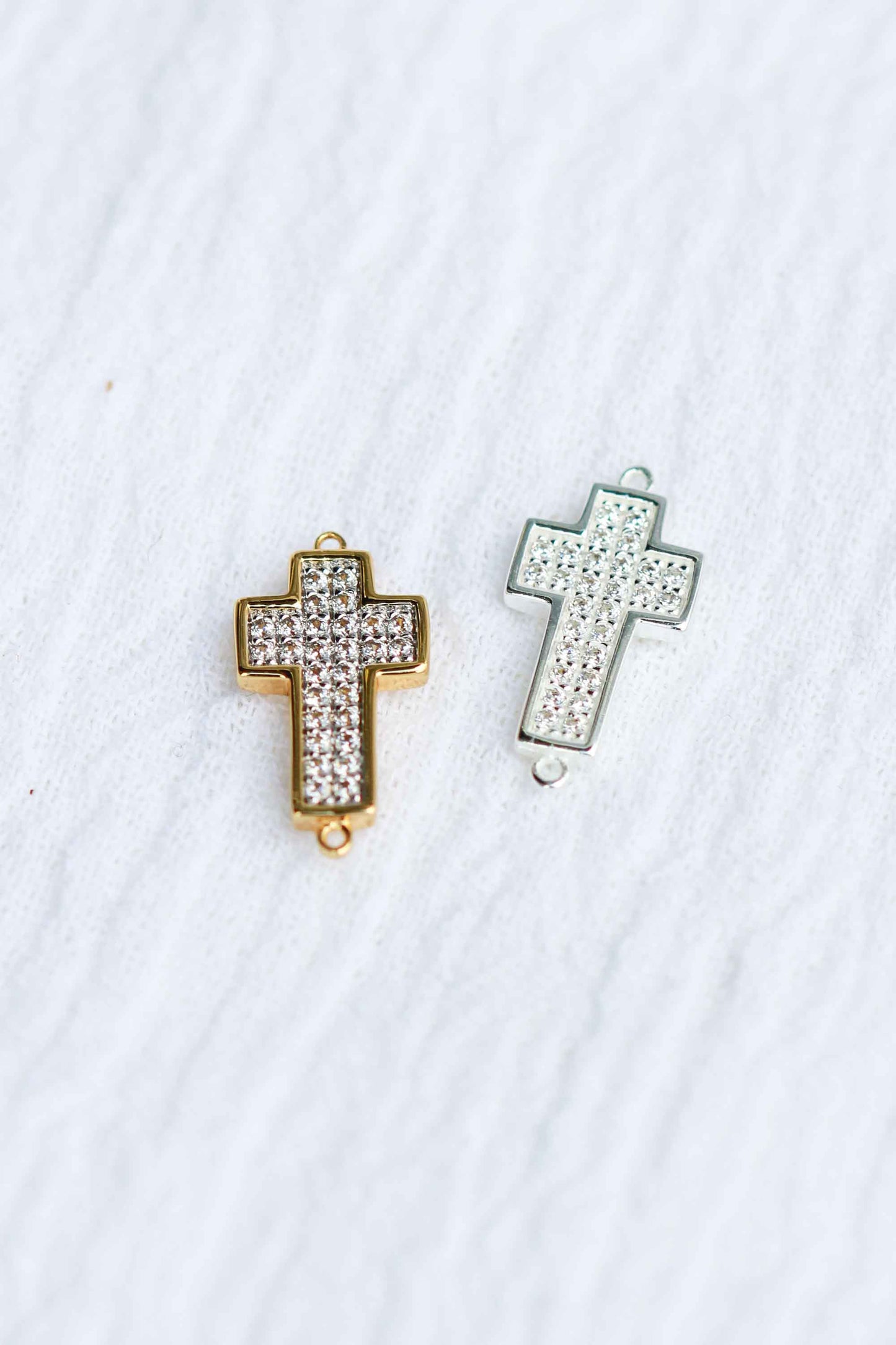 Pave Cross Connector Charm, CN125