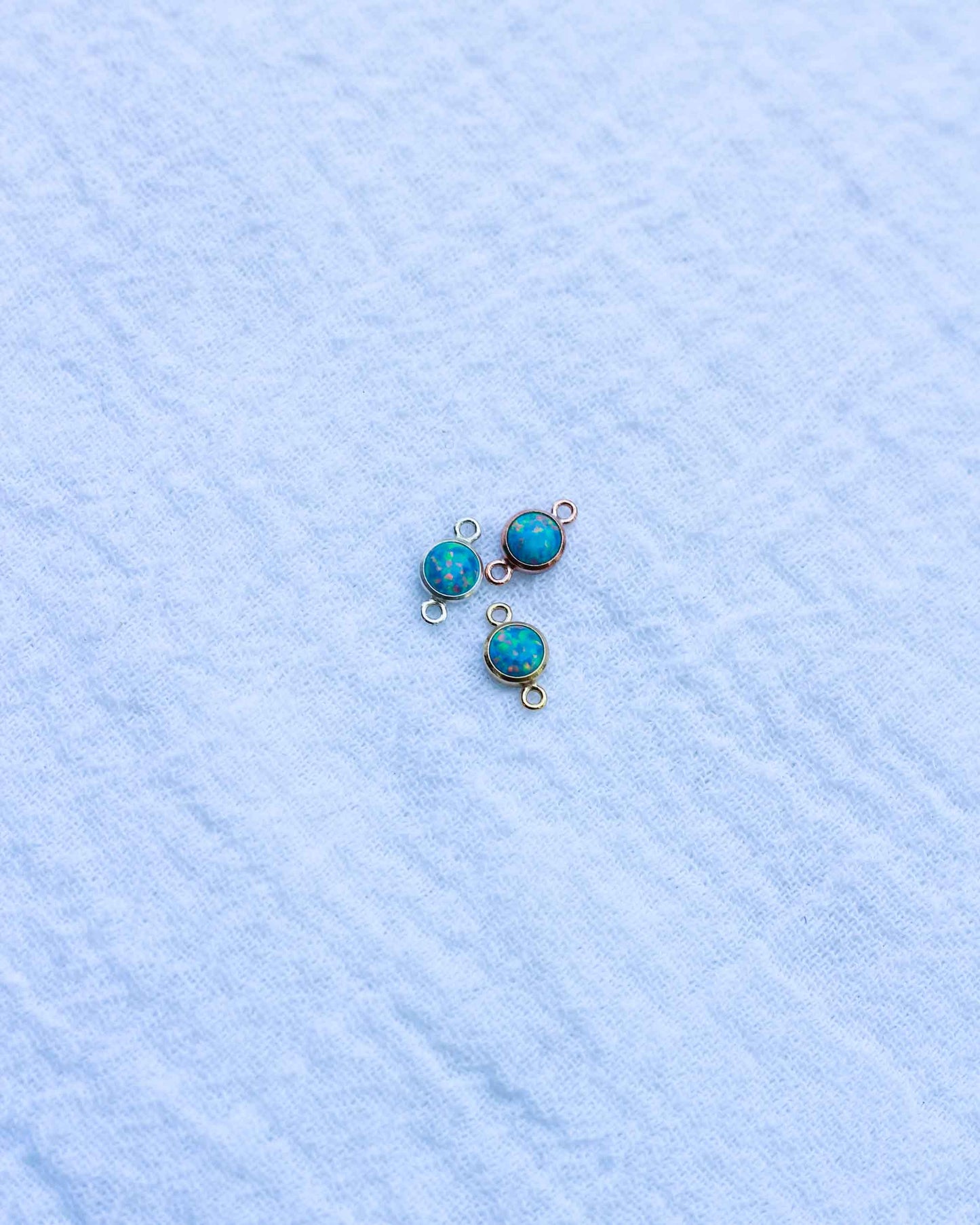 4mm Blue Opal Cabochon Connector, CN225