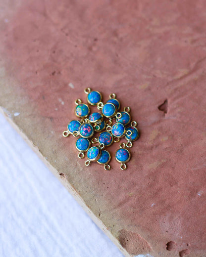 4mm Blue Opal Cabochon Connector, CN225