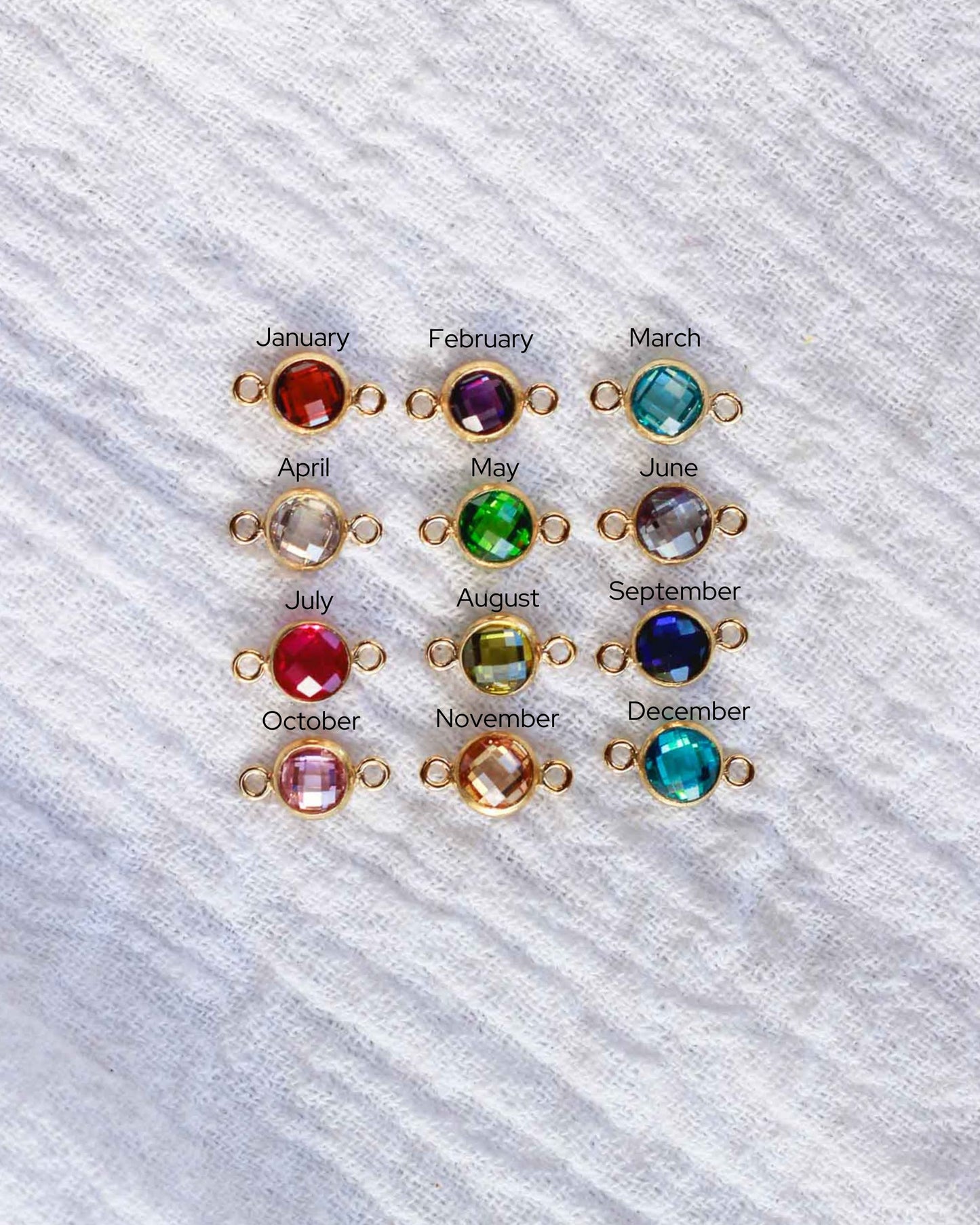 4mm Double Sided Checkerboard Birthstone Connector. CN27