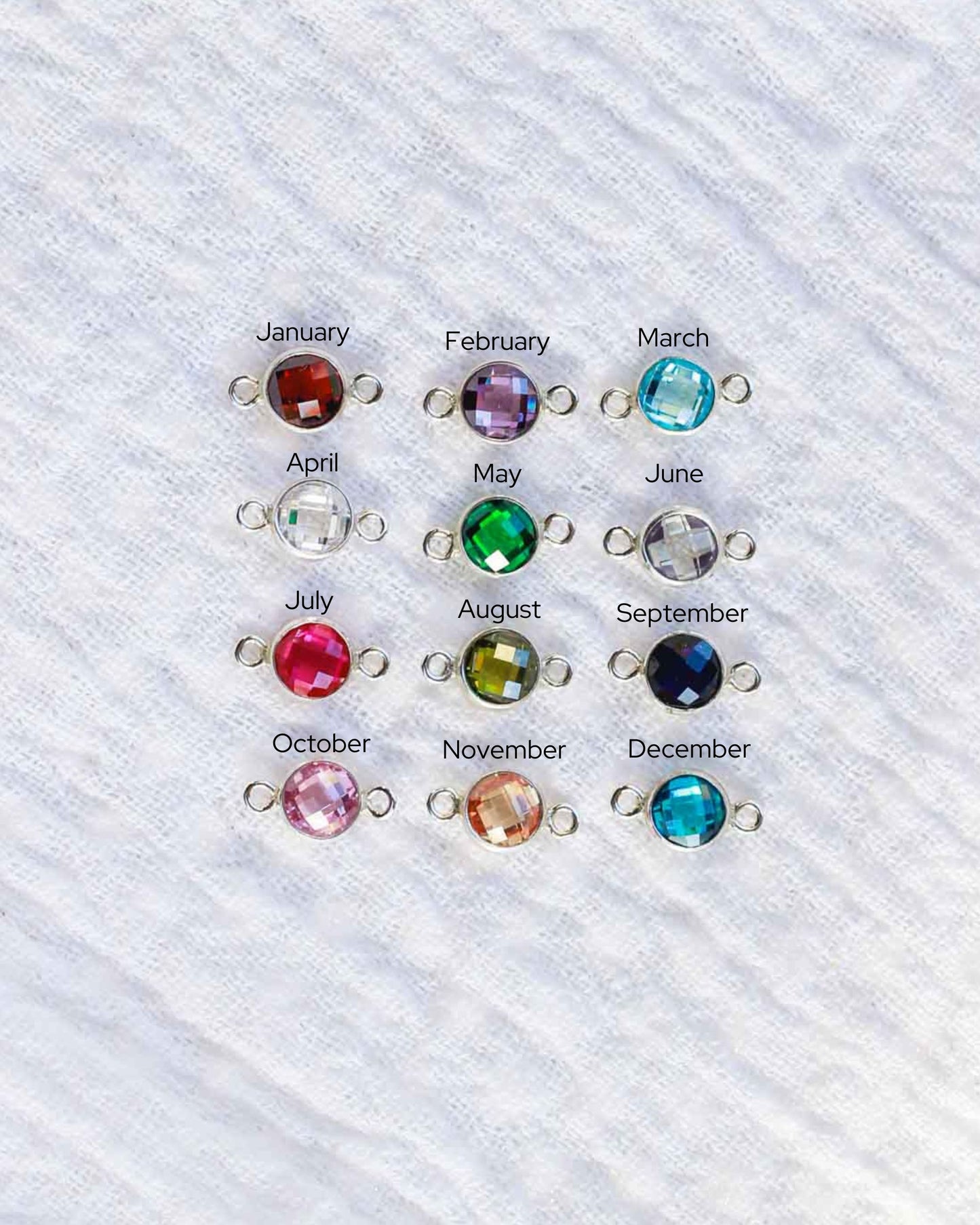 4mm Double Sided Checkerboard Birthstone Connector. CN27