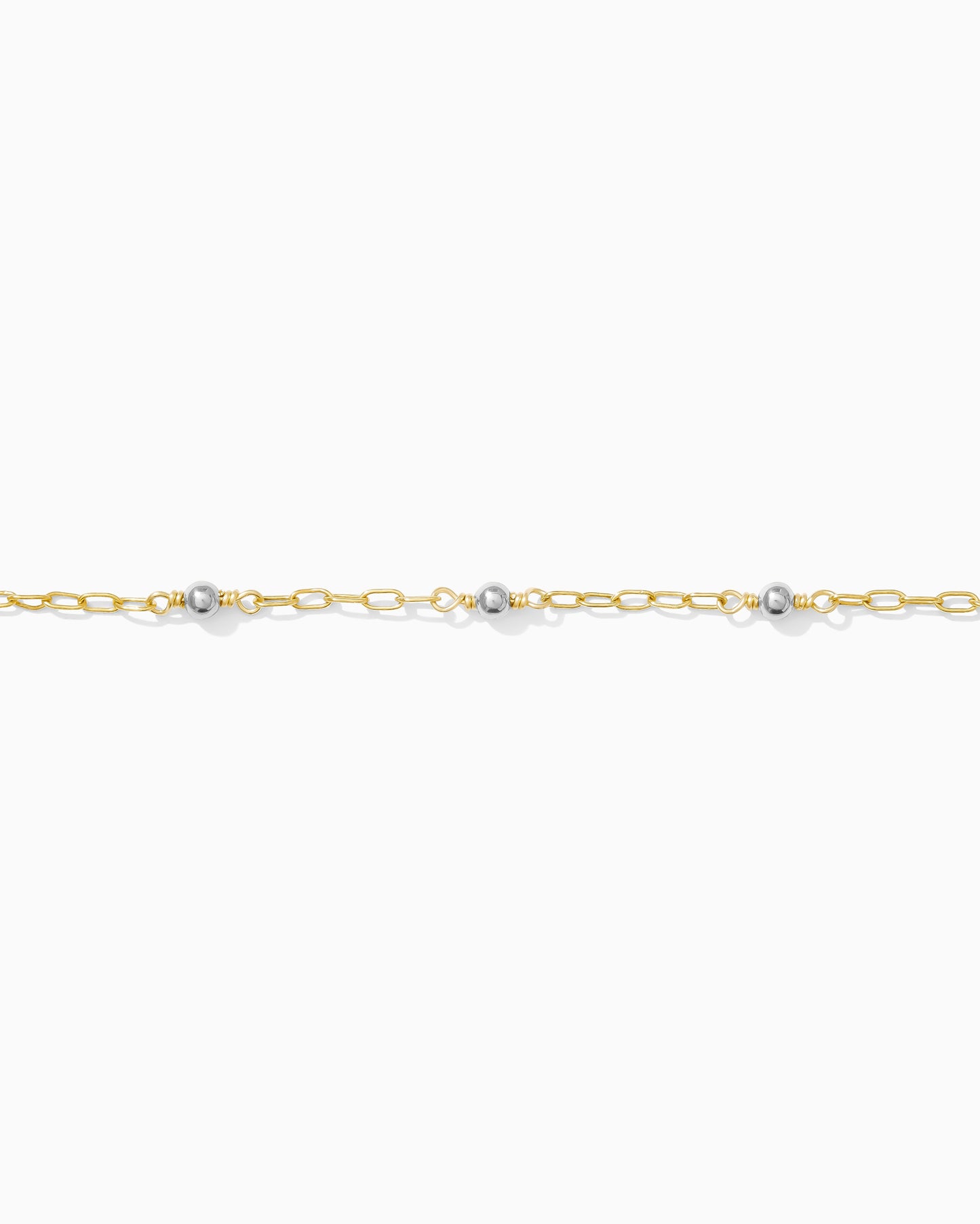 1.7mm Gold Filled Paper Clip Chain with 3mm Beads, Mixed Metal M204