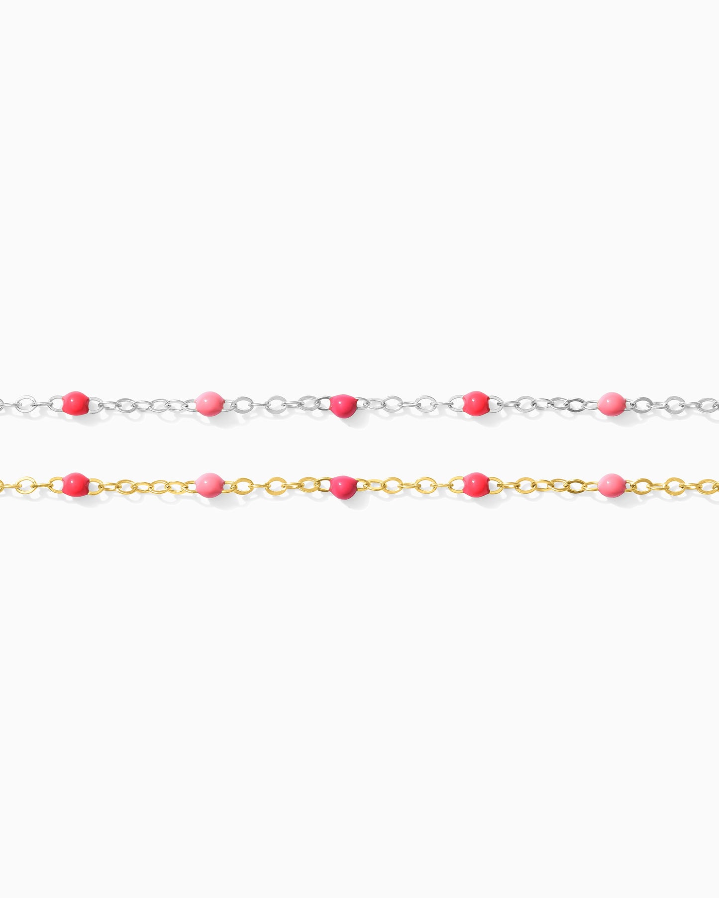 1.6mm Flat Cable Chain with Multi Pink Enamel Dots, G206