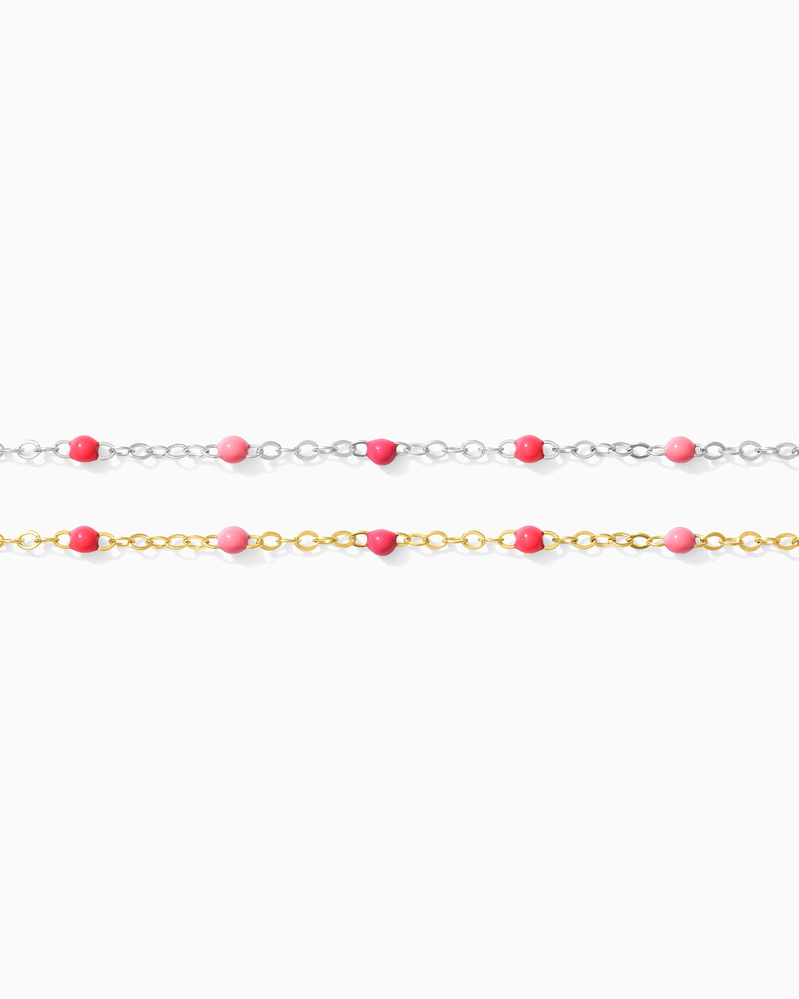 1.6mm Flat Cable Chain with Multi Pink Enamel Dots, G206