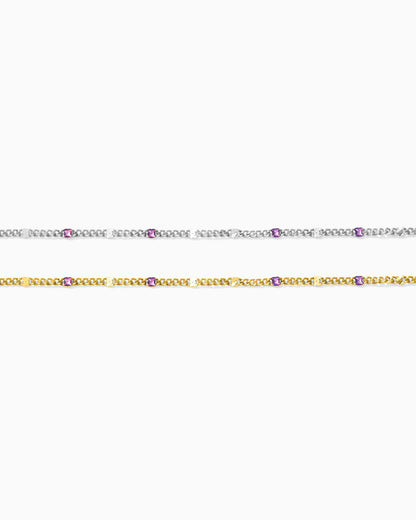 1.2mm Dapped Curb Chain with Purple Enamel Dots, S209, G209