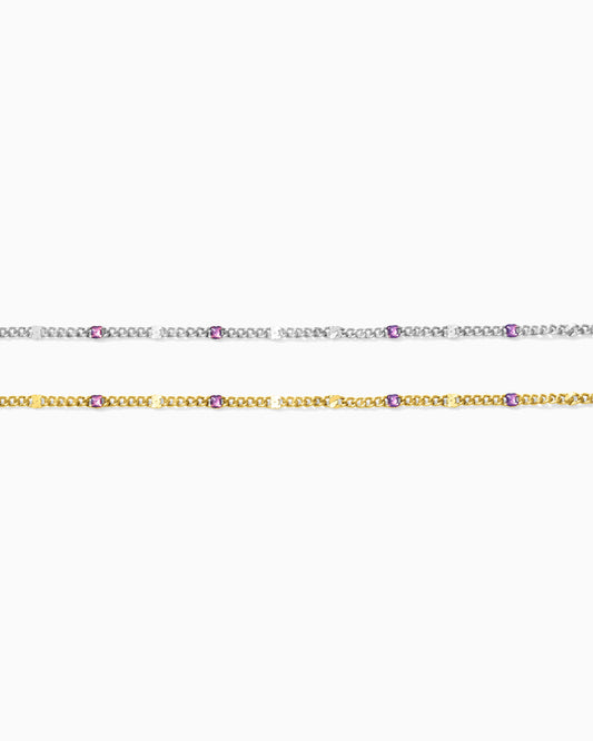 1.2mm Dapped Curb Chain with Purple Enamel Dots, S209, G209