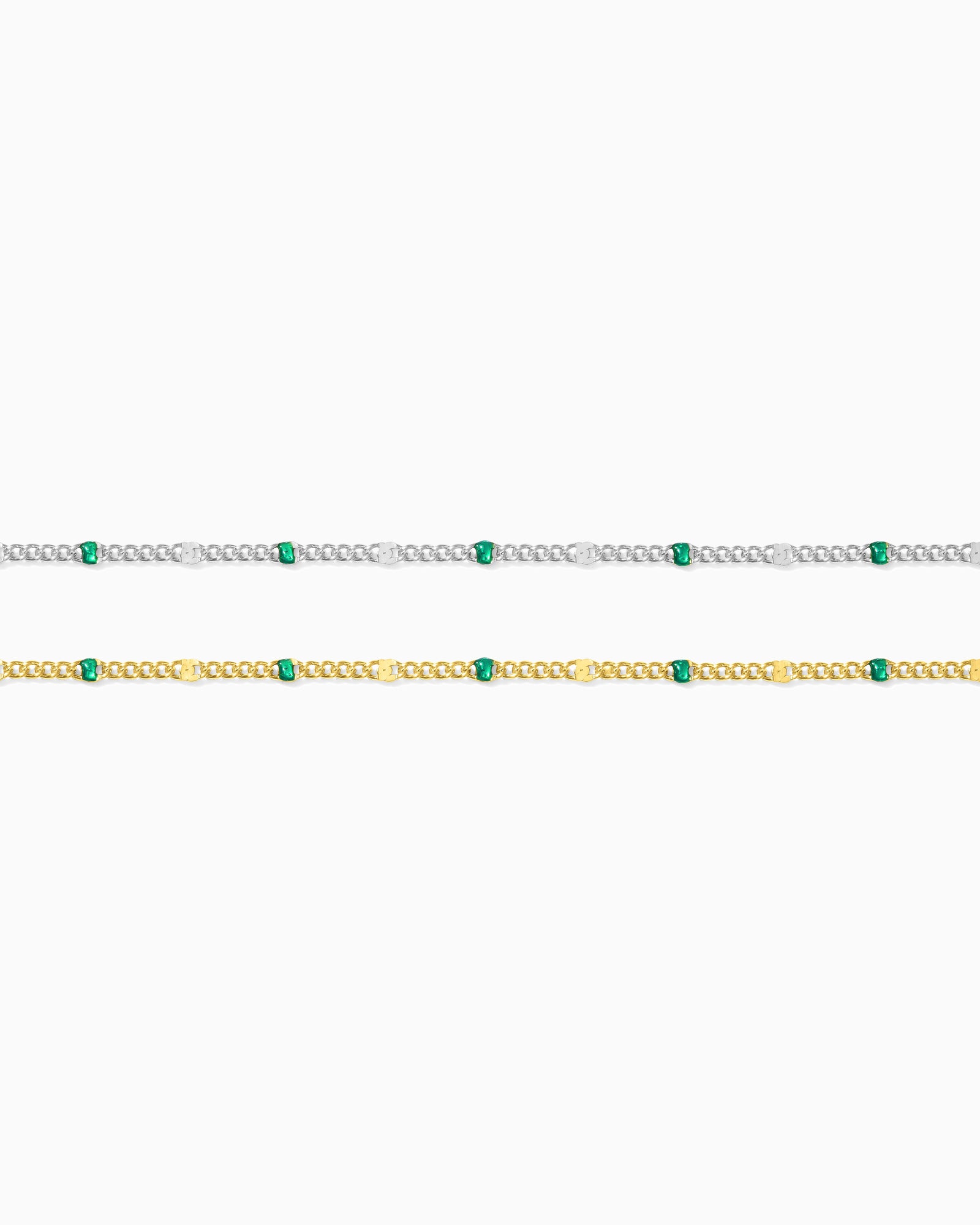 1.2mm Dapped Curb Chain with Green Enamel Dots, S210, G210