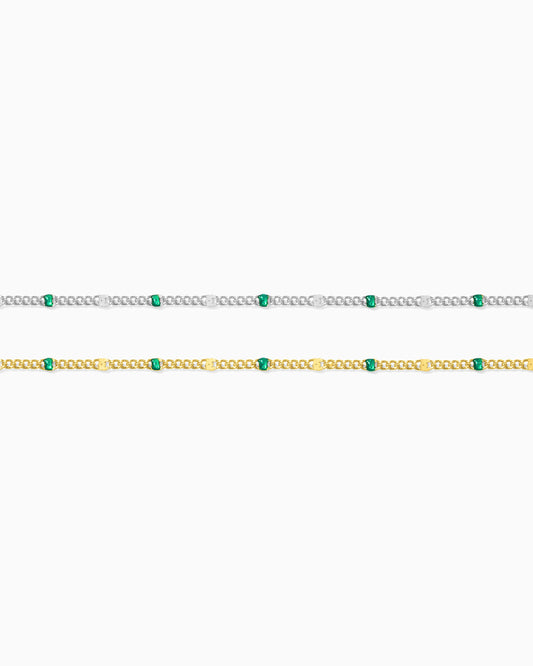 1.2mm Dapped Curb Chain with Green Enamel Dots, S210, G210