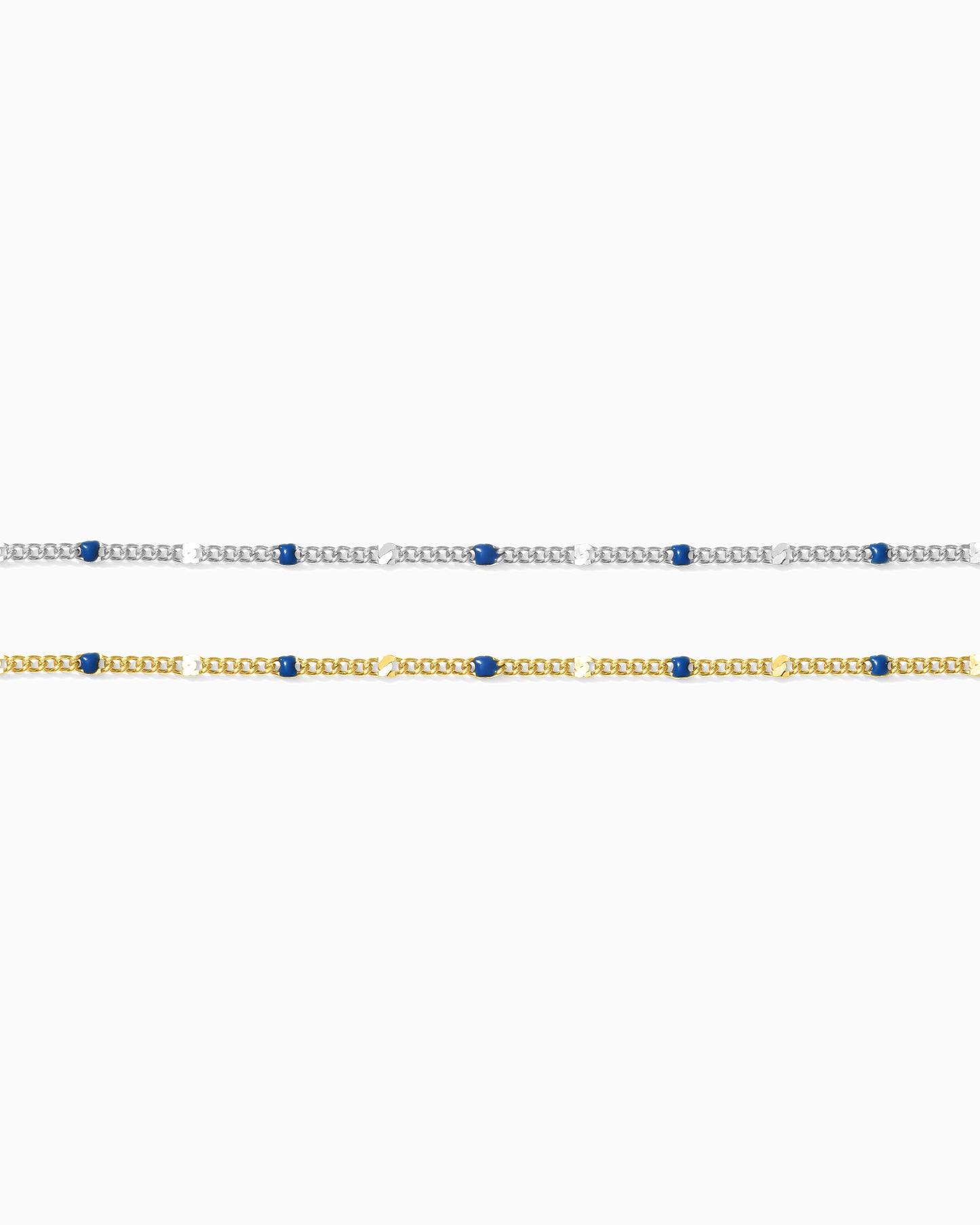 1.2mm Dapped Curb Chain with Blue Enamel Dots, S211, G211