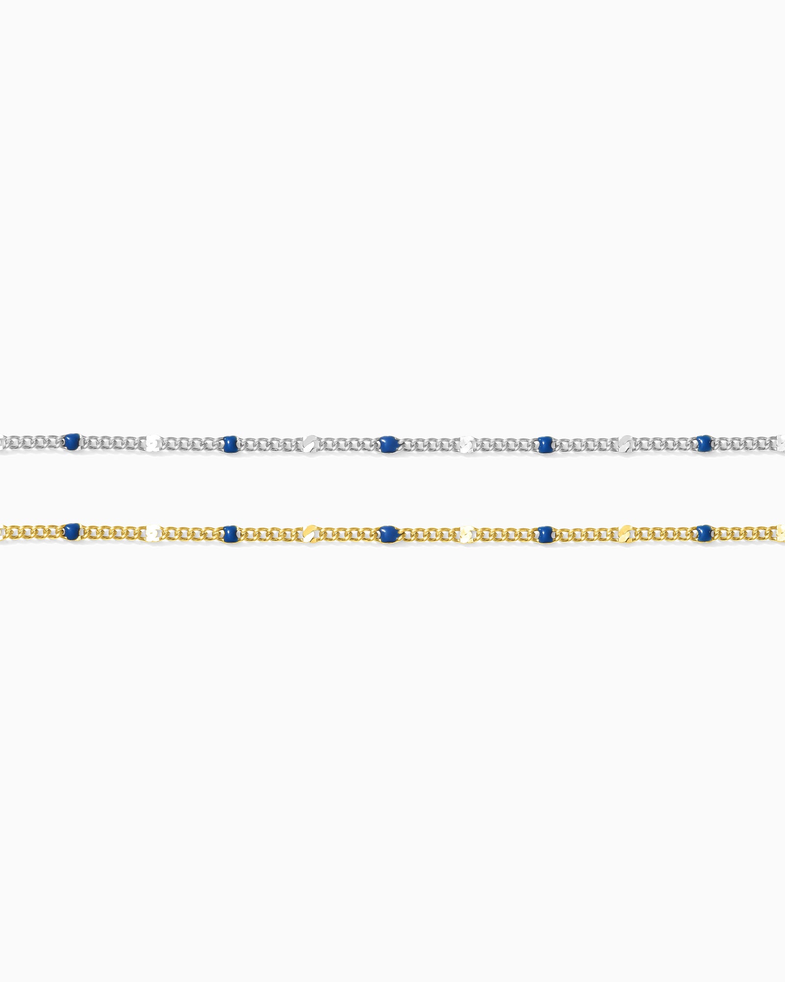 1.2mm Dapped Curb Chain with Blue Enamel Dots, S211, G211