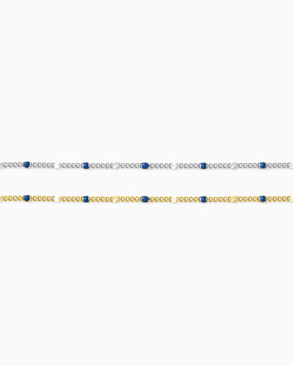 1.2mm Dapped Curb Chain with Blue Enamel Dots, S211, G211