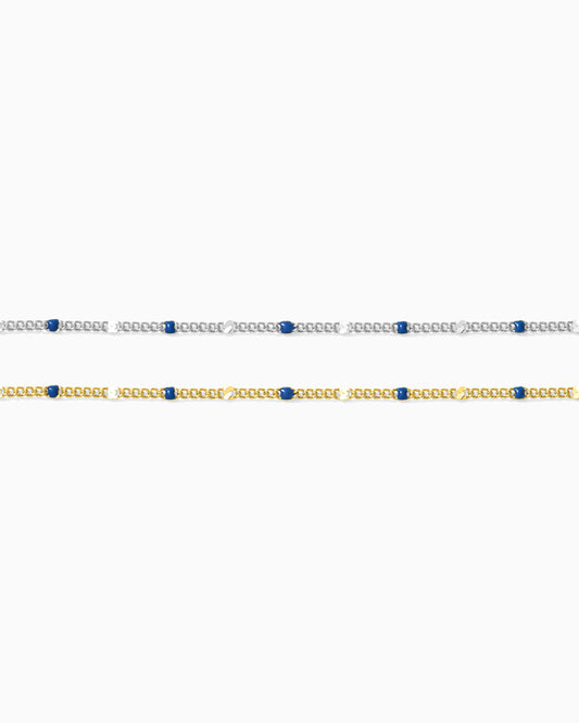1.2mm Dapped Curb Chain with Blue Enamel Dots, S211, G211
