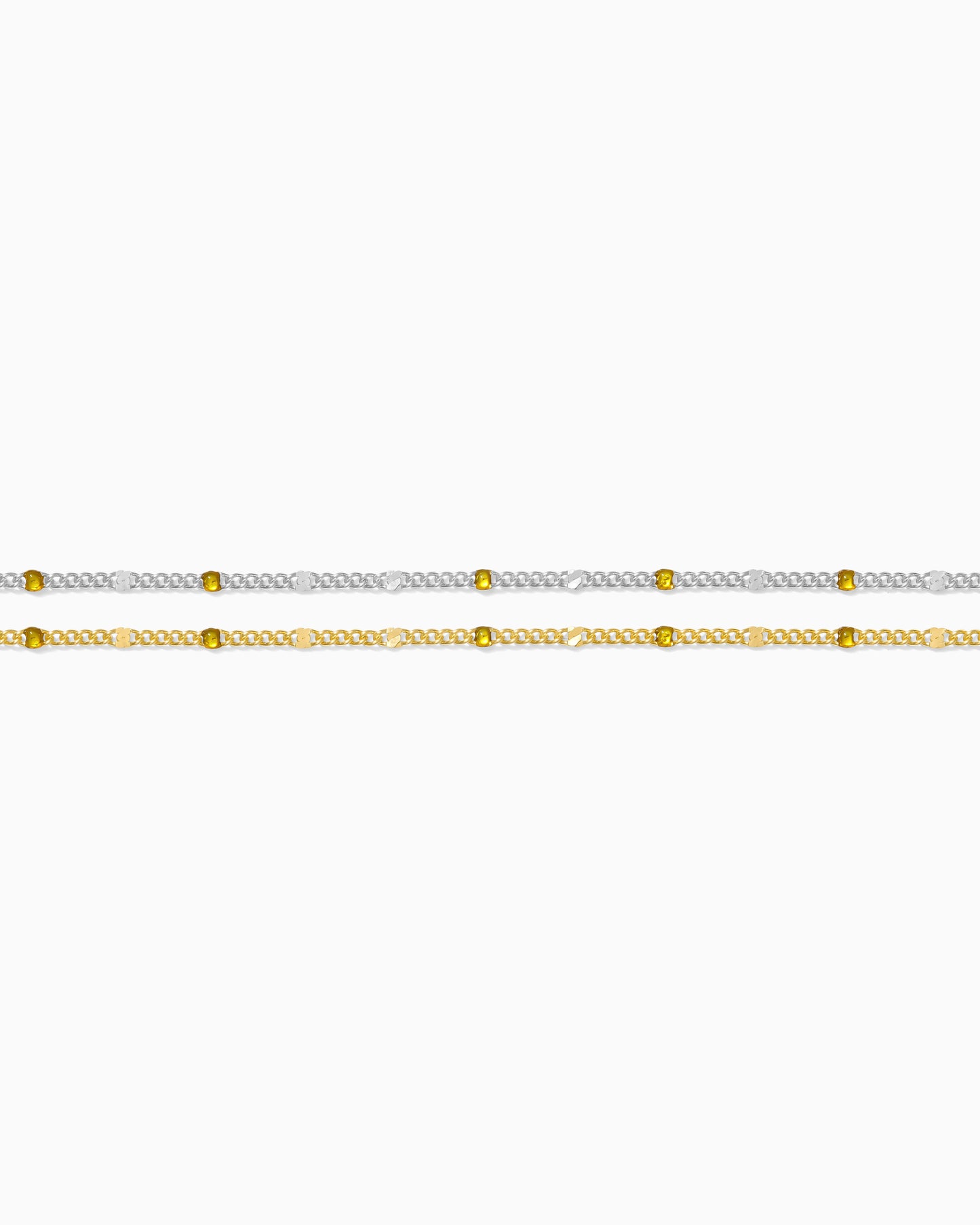 1.2mm Dapped Curb Chain with Yellow Enamel Dots, S212, G212