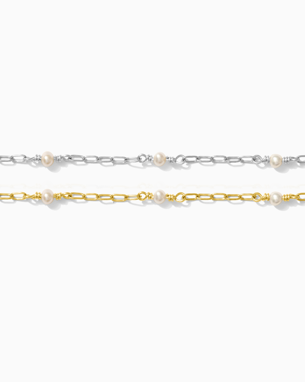 1.75 Paperclip Chain with 3mm Genuine Freshwater Pearl, G222, S222