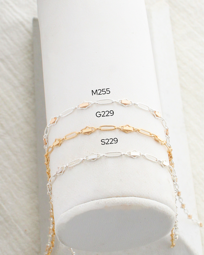 2.6mm Alternate Diamond and Oval Mixed Metal Chain, M255